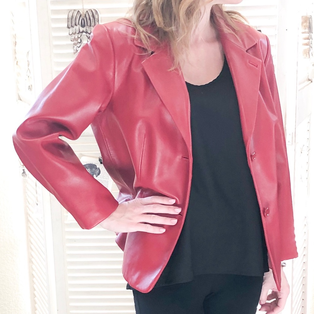 NWOT Preston & York Red  Authentic Leather Jacket